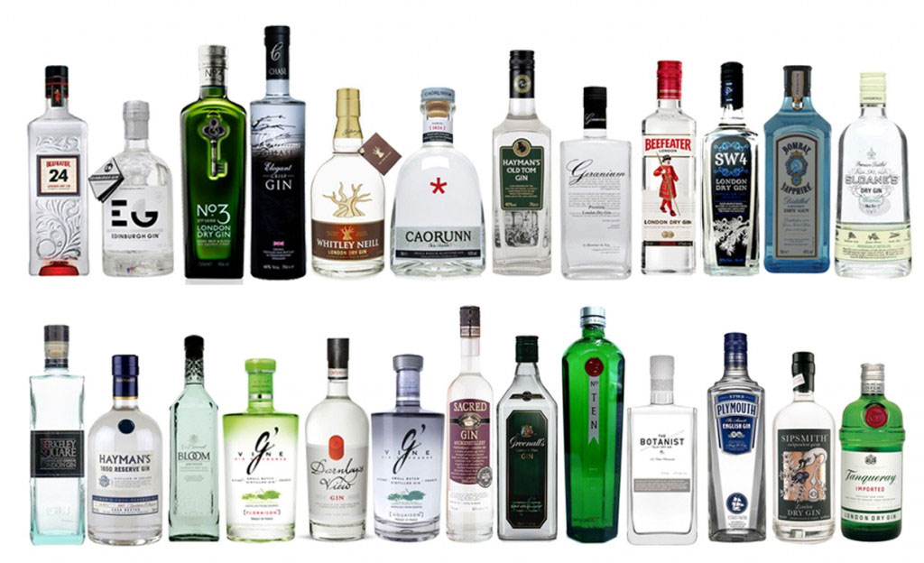 Una selezione di gin britannici