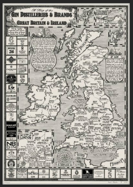 “Gin Map of Great Britain & Ireland” di Kevin Sheehan